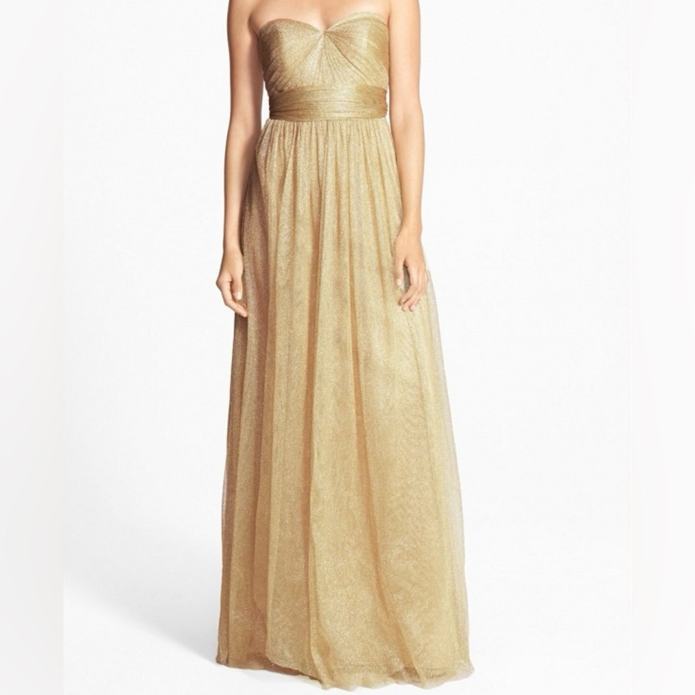 Jenny Yoo annabelle long convertible dress size 2 metallic gold